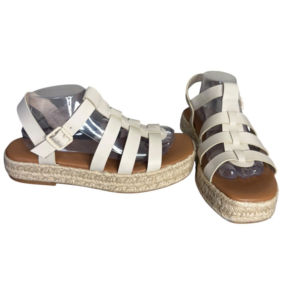 NWOB American Eagle Cream Espadrille Platform Cage Sandals Women's Size10